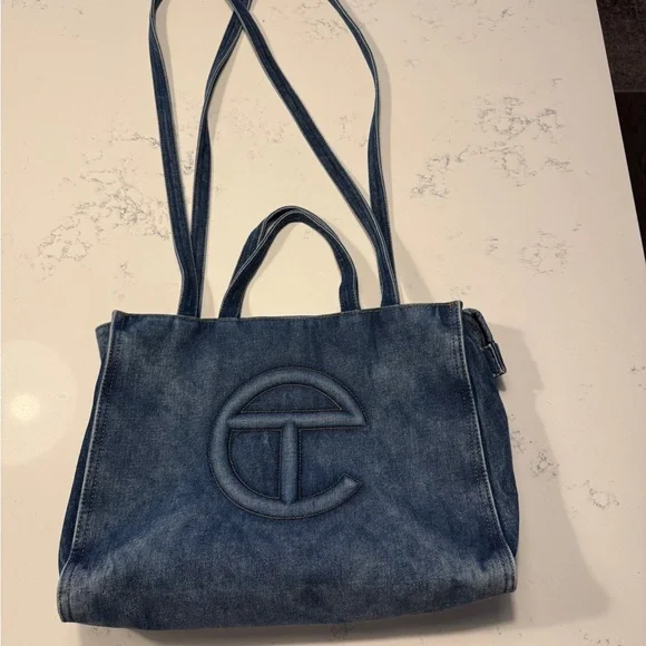Telfar Medium Denim Tote Bag - Picture 2 of 12